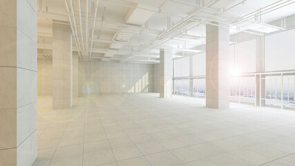 3d rendering of empty space in a building
