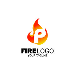 Fototapeta na wymiar initial Letter P fire logo design. fire company logos, oil companies, mining companies, fire logos, marketing, corporate business logos. icon. vector