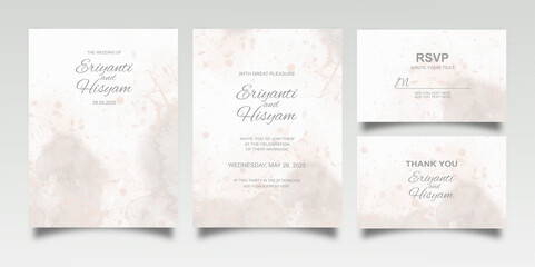Fototapeta na wymiar Watercolor wedding invitation card set
