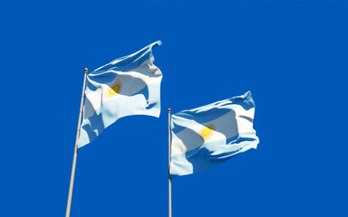 Fototapeta premium Flags of Argentina and Argentina.