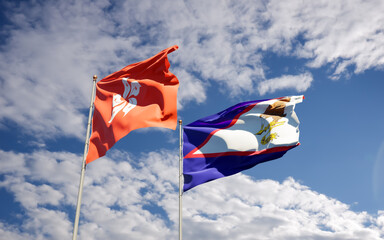 Flags of Hong Kong HK and American Samoa.
