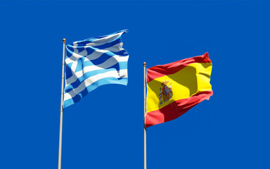 Flags of Greece and Spain.