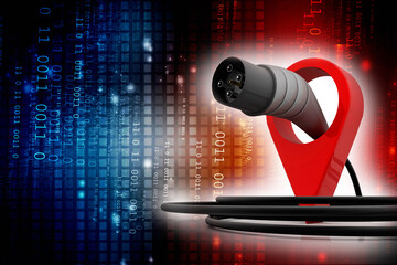 3d illustration electric car charging plug location
