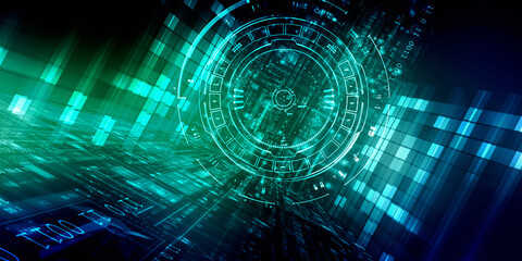 2d illustration Abstract futuristic electronic circuit technology background