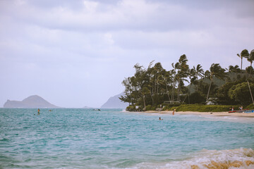  Lanikai Beach Cloudy day, Kailua, Oahu island, Hawaii