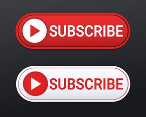Fototapeta premium Subscribe button. Subscribe pictogram. Red and white subscribe button to channel, blog. Illustration vector