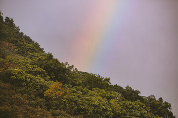 Rainbow on the mountain Honolulu Oahu Hawaii