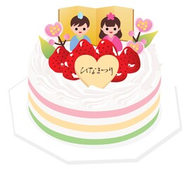 ひな祭りの苺の生クリームケーキ