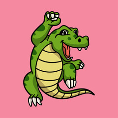 cartoon animal design crocodile succeeded cute mascot logo