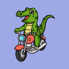 cartoon animal design crocodile traveling cute mascot logo