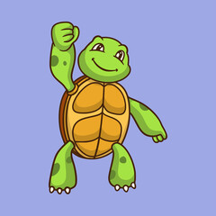Fototapeta premium cartoon animal design tortoises worked cute mascot logo