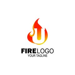 initial Letter U fire logo design. fire company logos, oil companies, mining companies, fire logos, marketing, corporate business logos. icon. vector