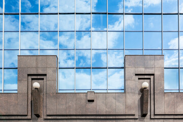  facade of a modern office building in the city center