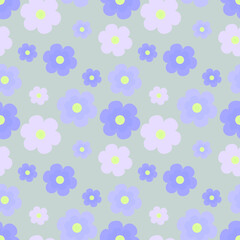vector seamless pattern with flowers on a gray background