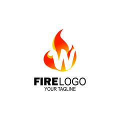 initial Letter W fire logo design. fire company logos, oil companies, mining companies, fire logos, marketing, corporate business logos. icon. vector