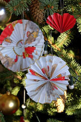 Paper decorations for the Christmas tree, paper Christmas flower wheels