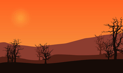 Beautiful scenery trees and mountains in the afternoon. City vector