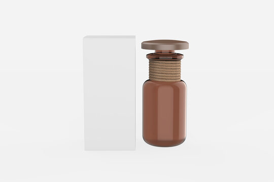 transparent bottle Mockup. Photo-realistic packaging mockup template with sample design. 3d illustration.