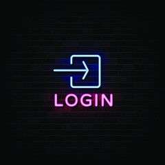 Login Neon Signs Vector. Design Template Neon Style