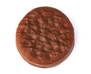 Glazed chocolate cookie isolated on white background