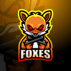 Fox gunner mascot esport logo design