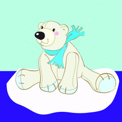 painted polar bear toy with scarf