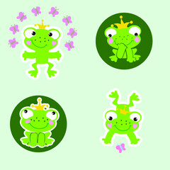 cartoon little frogs have fun walking