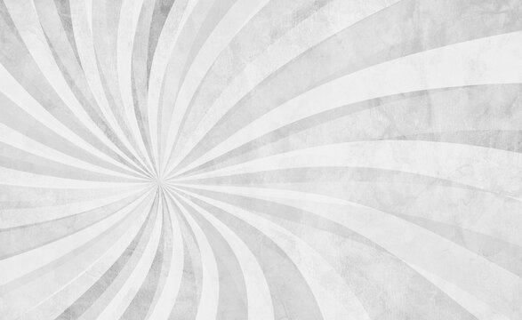 White swirl pattern in retro background design with old grunge texture and white and gray colors, abstract vintage sunburst in hippy groovy illustration