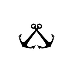 Black anchor vector simple icon. Nautical maritime illustration.