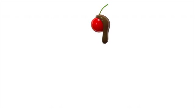 Chocolate flowing on cherries Long stretch. Alpha channel included in the end of the clip.