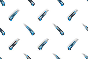 Stationery knives seamless pattern on a white background.