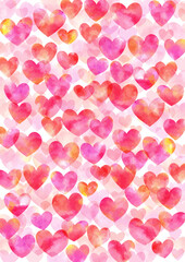 バレンタインデー用ハートのフレーム水彩