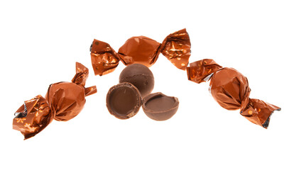 chocolate truffles isolated