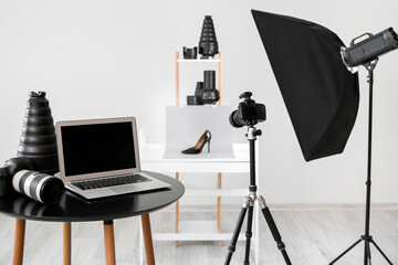 Interior of photo studio with modern equipment