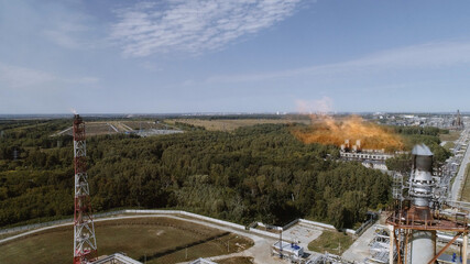 Flaring of associated gas at a petrochemical plant.