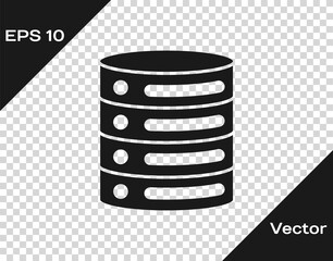 Black Server, Data, Web Hosting icon isolated on transparent background. Vector.