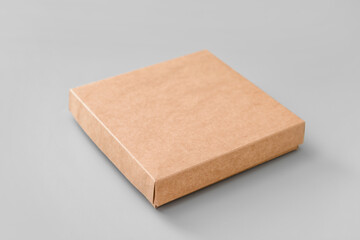 Blank cardboard box on light background