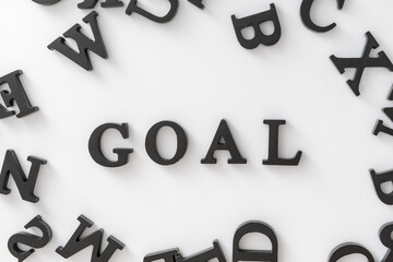 Composition with word GOAL on white background