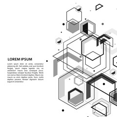 Hipster hexagons shapes pattern for flyer design. Digital technology background. Retro poster. Vector geometric pattern collection