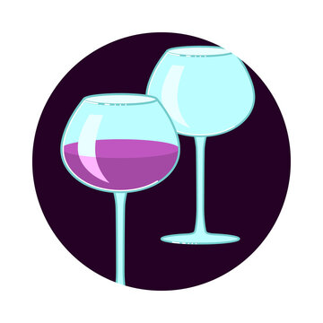 Exotic cocktail Social Media highlight icon. Shaped cocktail glass with straw for party decoration. Flat Art Vector illustration