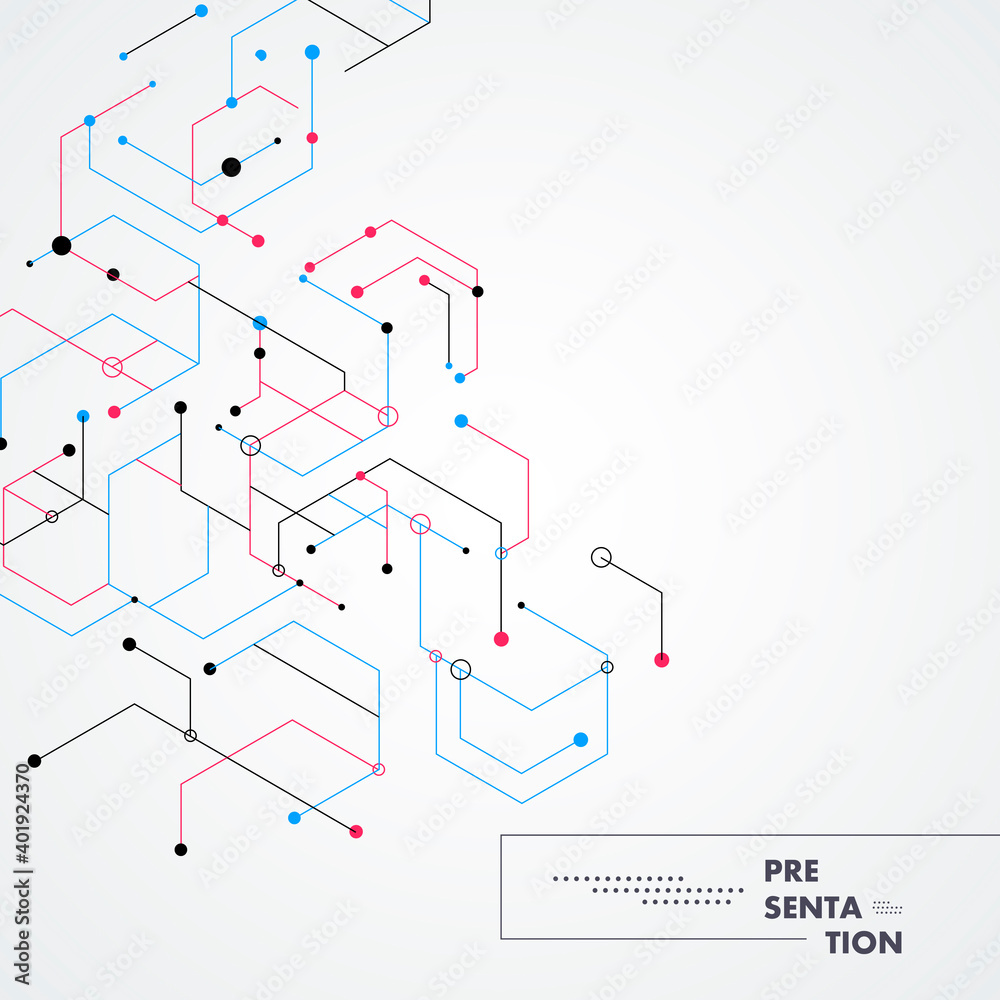 Poster Vector design template. Communication concept. Abstract tech design with hexagon
