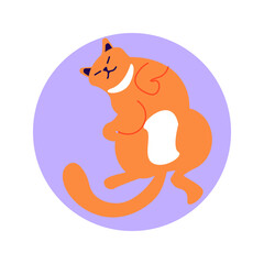 Social Media Story highlight icon for cat lovers. Cats day design, pet in funny pose standing in circle. Flat Art Vector illustration