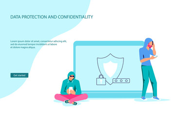 Landing webpage template of cyber attack and phishing scam. Digital thiefs steals money or password, private personal data, credentials from an electronic account. Flat Art Vector Illustration