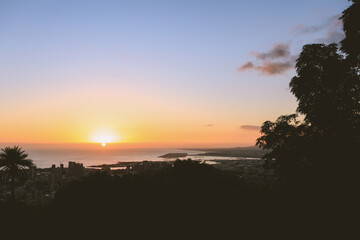 Sunset at Tantalus lookout, Honolulu, Oahu, Hawaii
