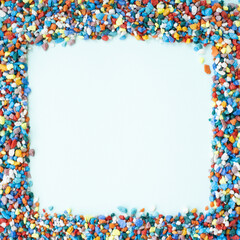 the layout of the background square. empty space for your text. Colored stones. background small stones