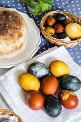 Easter eggs on the table