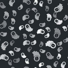 Grey Barista icon isolated seamless pattern on black background. Vector.