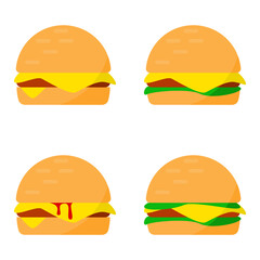 Various hamburger illustration design template vector for restaurant logo etc