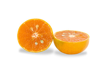 Orange fruits slice isolated on white background.