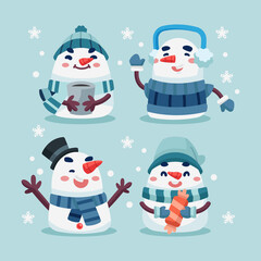 Winter cute Snowman collection